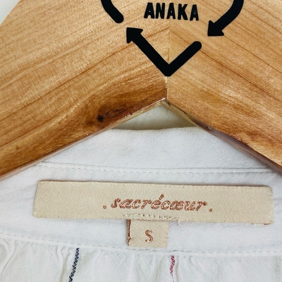 Sacrecoeur striped button front shirt with raglan sleeves and boxy fit. Small - Picture 4 of 8